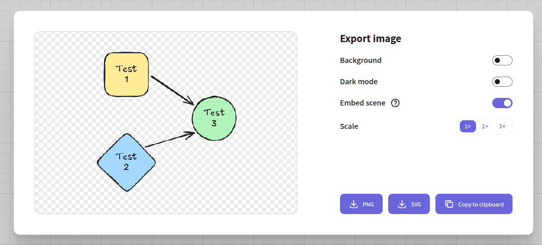 Screenshot of Embed scene option